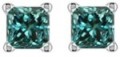 0.50 Ct Blue Princess Diamond Earrings 14k White Gold