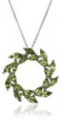 Sterling Silver Peridot Leaf Design Circle Pendant, 18